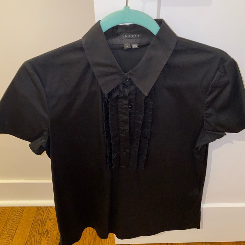 Theory Ruffle Button Down Tshirt - image 2